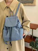 Plaid Drawstring Closure Backpack Bag