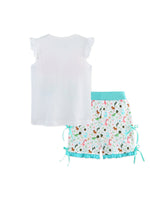 Children's Butterfly Ruffle Sleeve Top and Animal Print Shorts Set