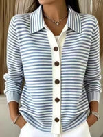 Full Size Striped Button-Down Knit Cardigan Plus Size