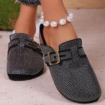 Rhinestone Buckle Accent Slip-Ons