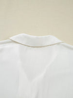 Ruffle Elastic Cuffs Puffy Long Sleeve Button Down Shirt