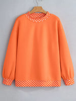 Polka Dot Trim Contrast Crew Neck Sweatshirt