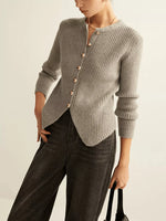 Ribbed Knit Button-Down Cardigan