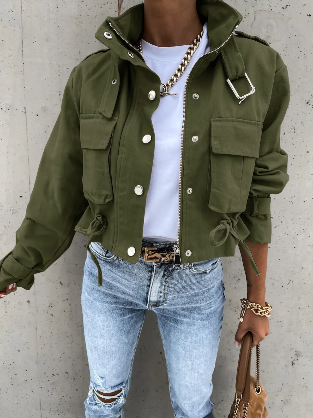 Snap Down Long Sleeve Jacket