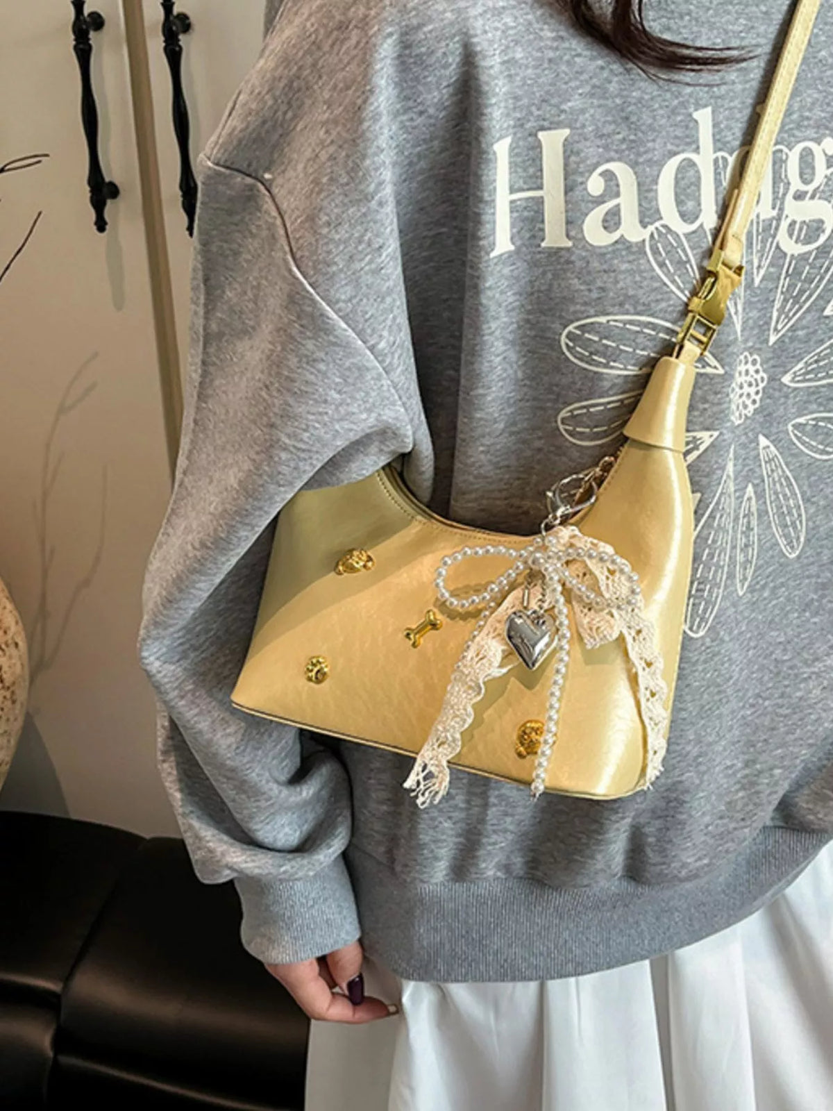 Embellished Hobo Crossbody Bag