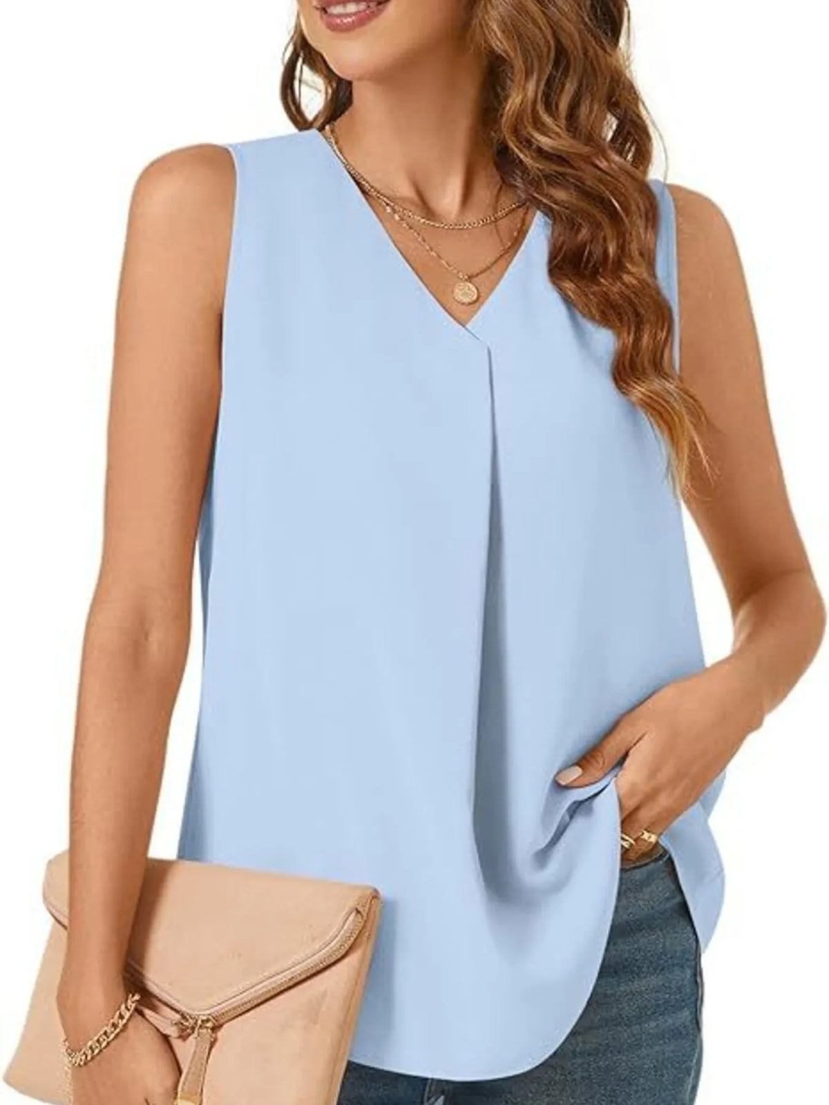 Full Size V-Neck Sleeveless Tank Top Plus Size