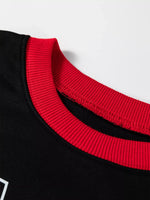 GAME DAY Letter Graphic Varsity Striped Detail Baggy Sweatshirt