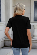 Notched Short Sleeve Top