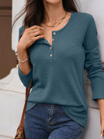 Waffle Knit Long Sleeve T-Shirt