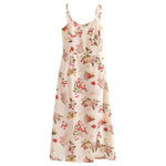 Summer French Vintage Floral Vacation Sexy Slit Strap Dress