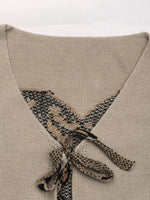Leopard Heart Back Tie-Front Knit Cardigan