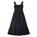 French Retro Lace Bowknot Decoration Square Collar Vest Dress Cami Dress Summer Slim Fit A Line Dress Women