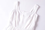 French Retro Lace Bowknot Decoration Square Collar Vest Dress Cami Dress Summer Slim Fit A Line Dress Women