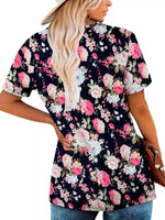 Plus Size Floral Print Short Sleeve T-Shirt