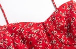 Summer Seaside Holiday Suspender Dress Dress Women Fresh Sweet Floral Slim Fit Cinched Mid Length Dress