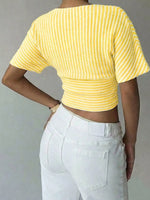 Striped Surplice Short Sleeve Top