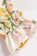 Printed Notched Flounce Sleeve Mini Dress