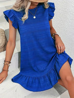 Full Size Ruffled Flutter Sleeve Textured Mini Dress Plus Size