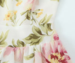 Women Clothing French Vintage Print Lace Up Midi Dress Waist Controlled Slimming Dress