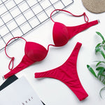 Sexy V-bar Underwired Bra Cup Thong Bikini 2025 Women Swimwear Female Swimsuit Two-pieces Bikini Set High Cut Bathing Suit Swim
