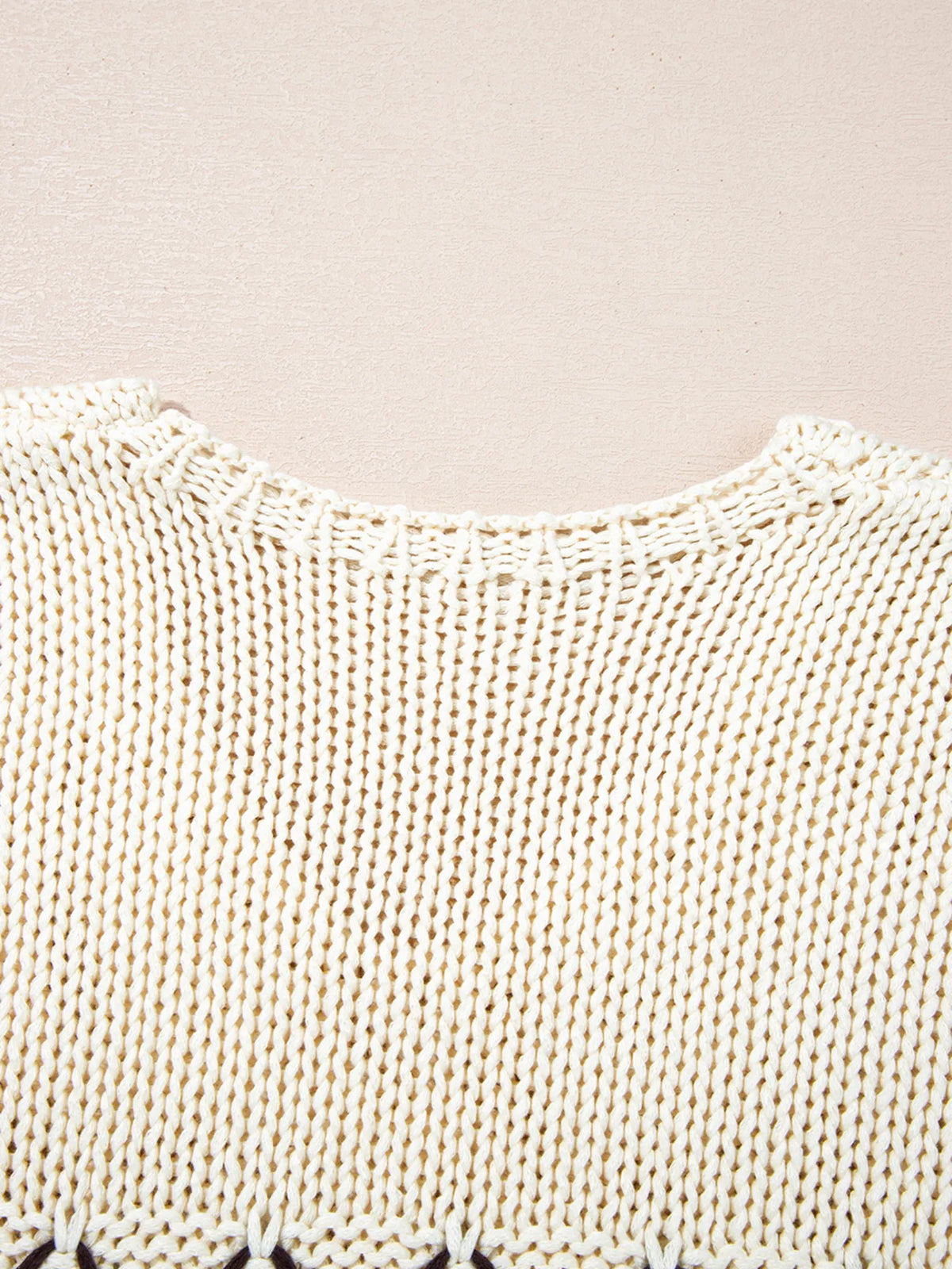 Contrast Stitch Detail V Neck Drop Shoulder Sweater