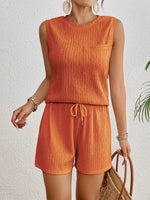 Round Neck Tank Top and Shorts Set