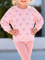 Children's Bow-Print Sweatshirt and Leggings Two-Piece Set