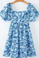 Floral Puff Sleeve Babydoll Mini Dress