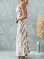 One Shoulder Striped Maxi Dress