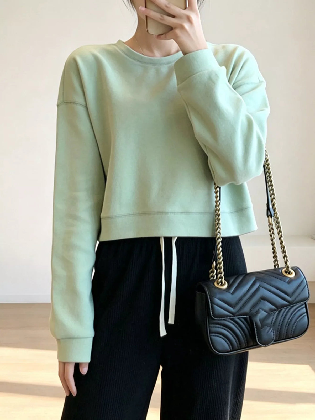 Crew NeckDrop Shoulder Sweatshirt