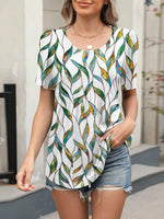 Floral Round Neck Short Sleeve Top