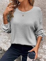 Plus Size Relaxed Fit Waffle Knit Round Neck T-Shirt