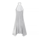 Autumn Winter Elegant Slim Hanging Collar Sequined Dress