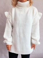 Ruffled Turtleneck Long Sleeve Sweater