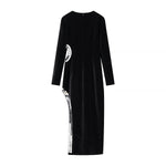 Winter Women Clothing Simple Sexy Cutout Slit Slim Fit Maxi Dress