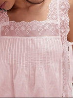 Lace-Trimmed Eyelet Square Neck Top