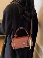 Leather Crossbody Bag with Bead Charm