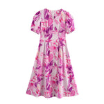 Spring Women Clothing Minimalist Short Sleeve Elastic Printing Dress