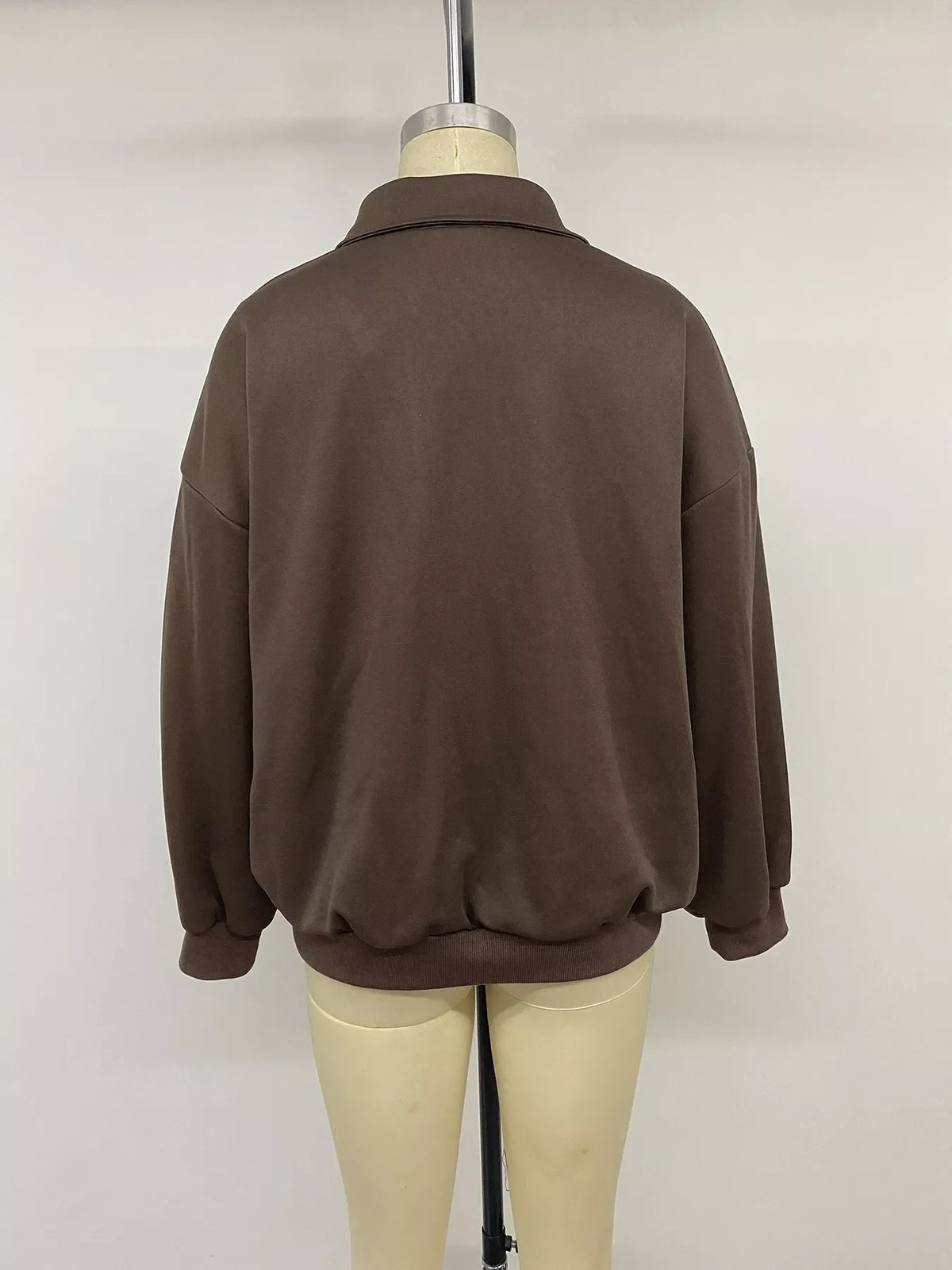 Polo Collar Dropped Shoulder Sweatshirt