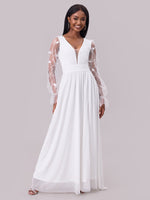 Wedding Dress Supply Women Dress Deep Collar Long Sleeve Wedding Dress