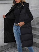 Longline Padded Hooded Vest Coat