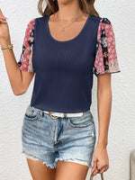 Ivy Lane Printed Puff Sleeve Round Neck Tee