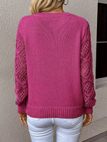 V-Neck Crochet Sleeve Sweater