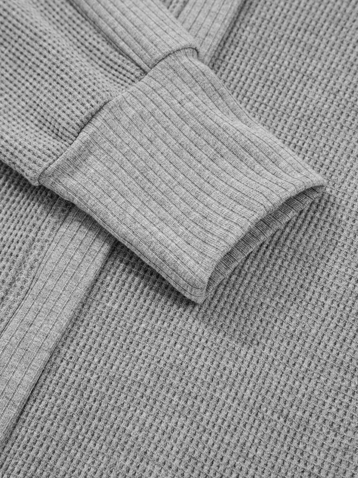 Waffle Splicing Zip Up Front Button Hooded Jacket