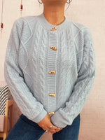 Cable Knit Button-Up Cardigan