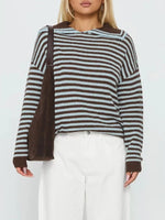 Striped Knit Dropped Shoulder Sweater