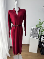Fall Winter Scissors Collar Soft Woolen Long Elegant All Match Loose Maxi Dress