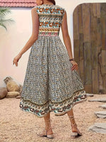 Plus Size Floral Print Sleeveless Midi Dress