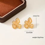 18K Gold-Plated Alloy Flower Stud Earrings