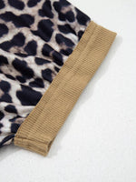 Leopard Print Color Block Round Neck Top